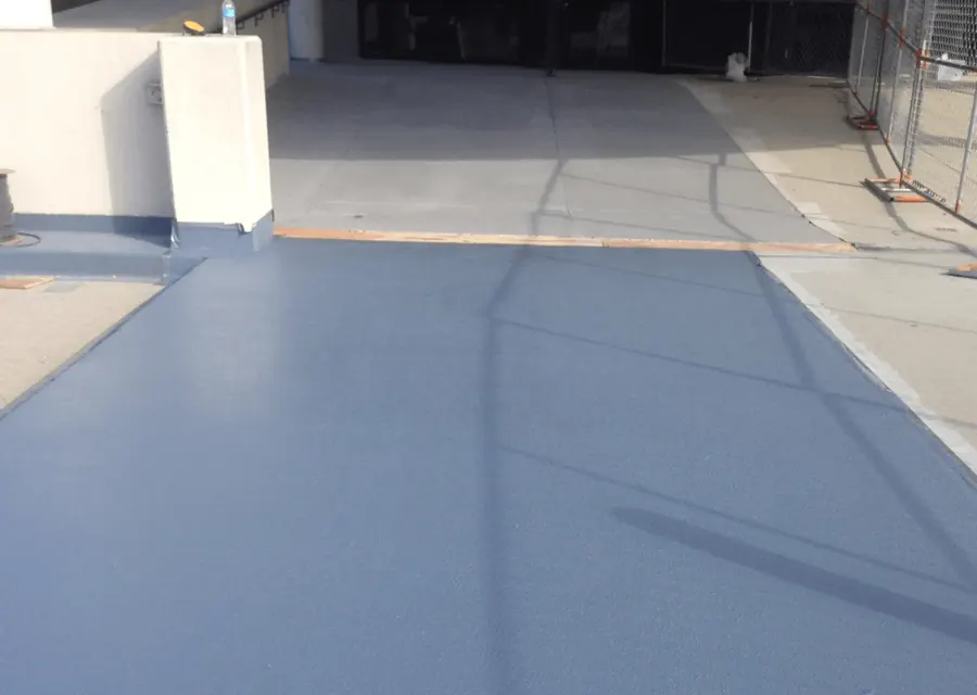 Grey traffic coating on a parking deck